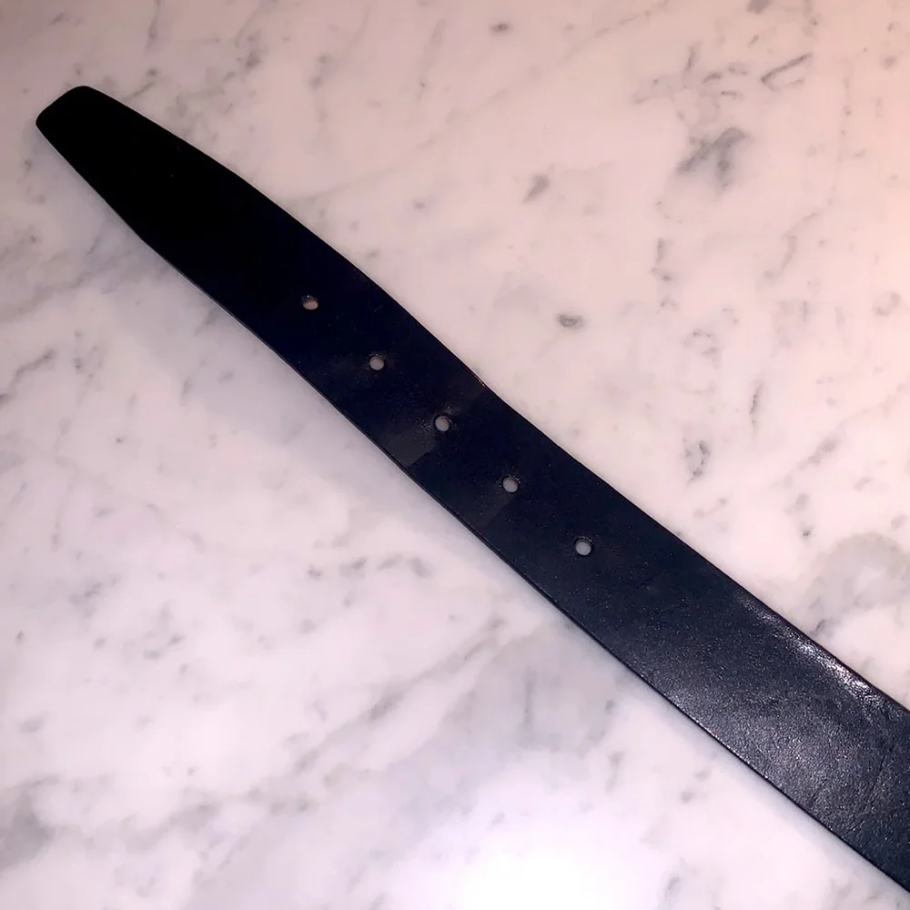 Etro Belt Size 100 Black Leather Belt with Silver Tone Buckle Mens